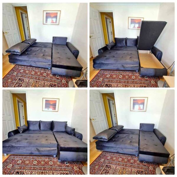 Berlin corner sofa bed with storage - Image 10