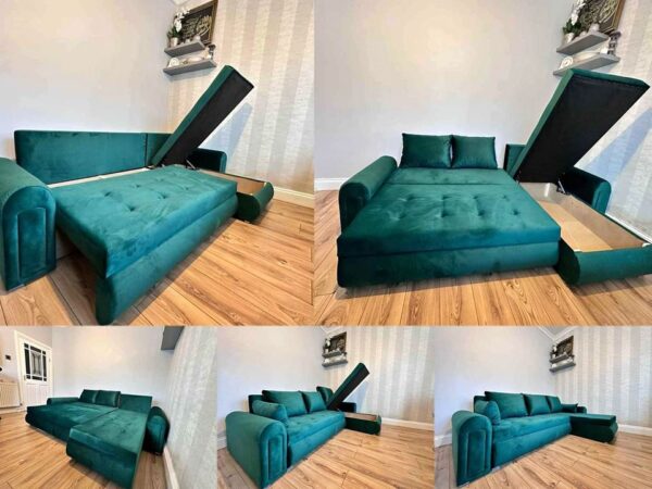 Berlin corner sofa bed with storage - Image 14