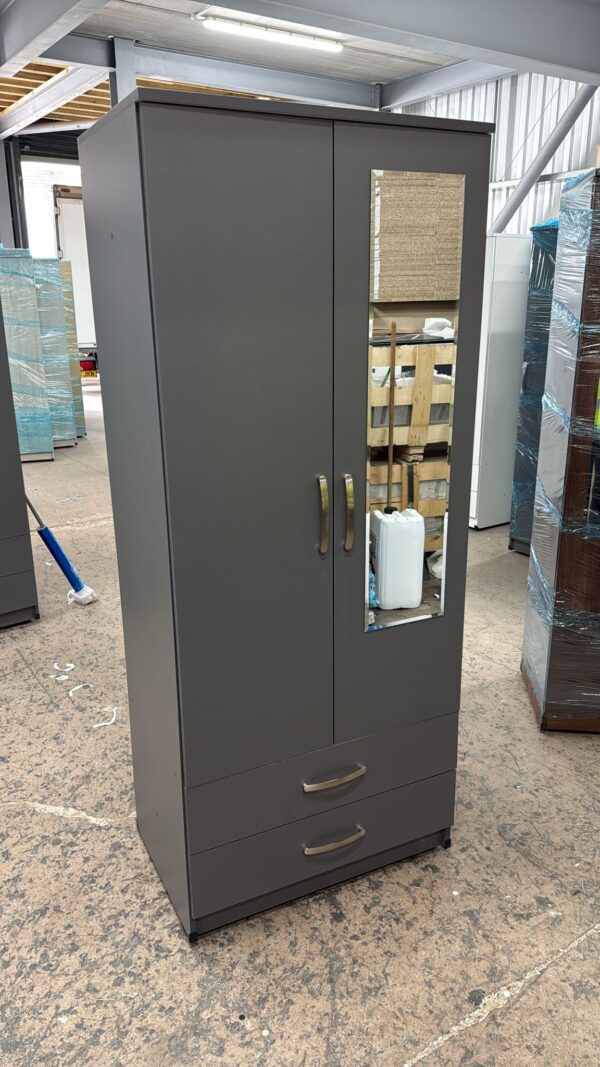 2-Door Wardrobe Set with Chest of Drawers, Bedside Table &Top Boxes – Fully Assembled