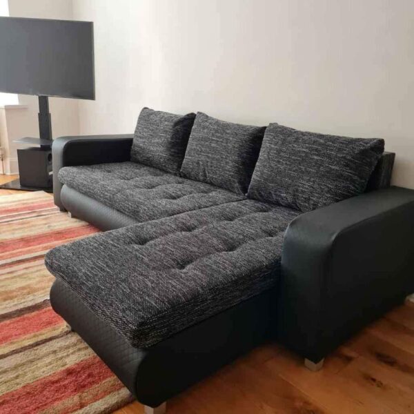 Berlin Charcoal corner sofa bed with double storage