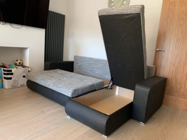 Berlin Grey & Black corner sofa bed with double storage - Image 2