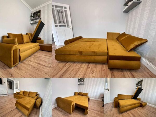 Berlin Mustard  corner sofa bed with double storage - Image 4