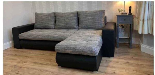 Berlin Grey & Black corner sofa bed with double storage - Image 6