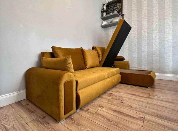 Berlin Mustard  corner sofa bed with double storage