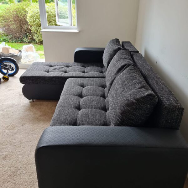 Berlin Charcoal corner sofa bed with double storage - Image 2