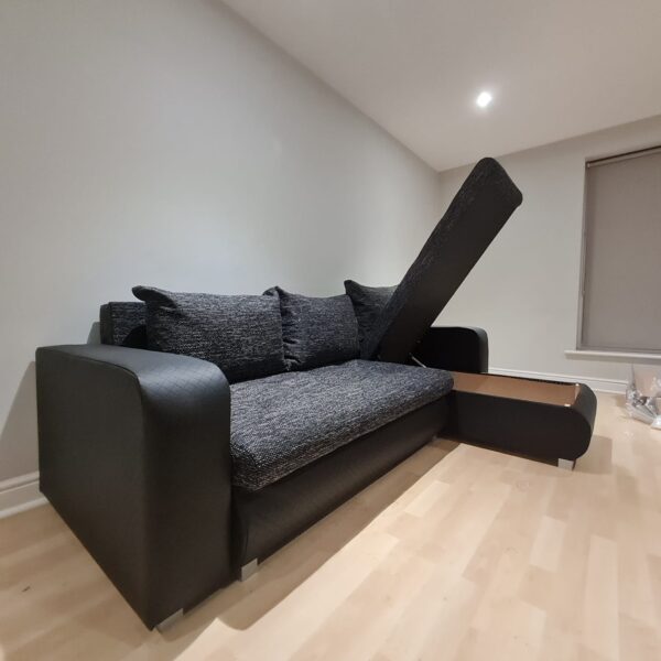 Berlin Charcoal corner sofa bed with double storage - Image 5