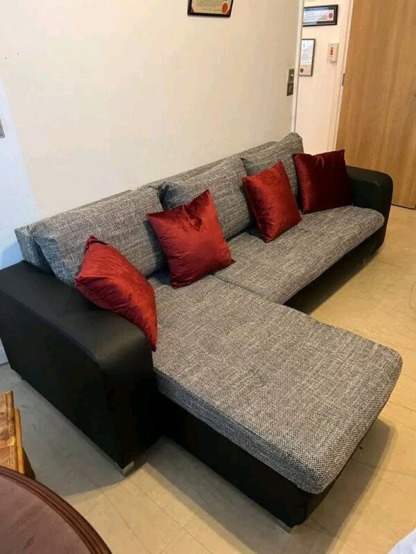 Berlin Grey & Black corner sofa bed with double storage