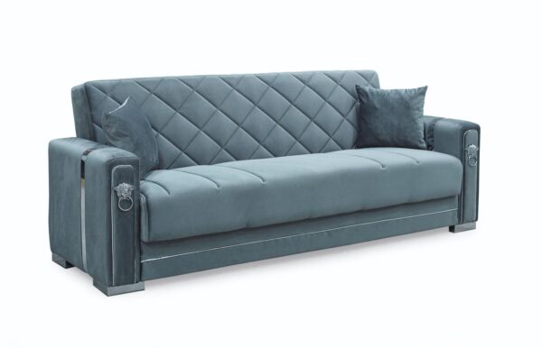 "Angel Leon Grey & Silver 3-Seater Sofa Bed" - Image 2