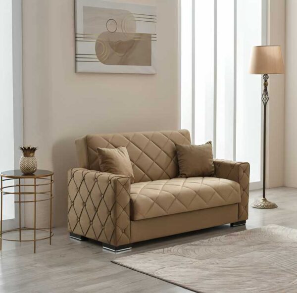 "Hegel Brown Chesterfield 2-Seater Sofa Bed with Storage "