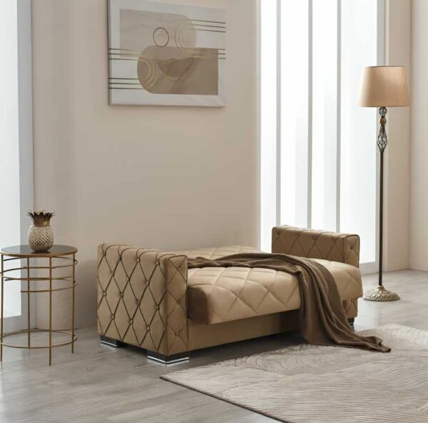 "Hegel Brown Chesterfield 2-Seater Sofa Bed with Storage " - Image 2