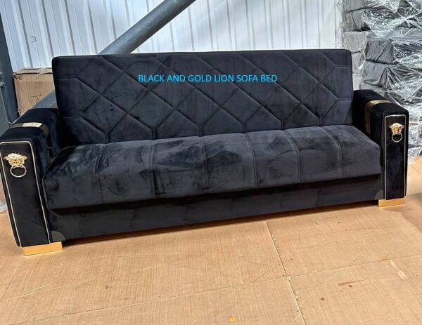 "Black Gold Lion 3-Seater Sofa"