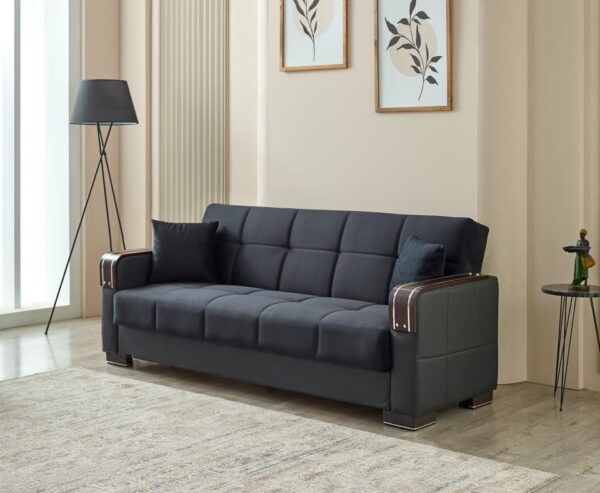 "Malta 3-Seater Sofa Bed with Storage – Sleek Design & Smart Living in Black" - Image 3