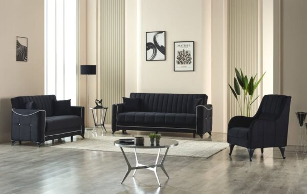 "Acelya Black Sofa Bed with Storage – Bold Style Meets Smart Living"