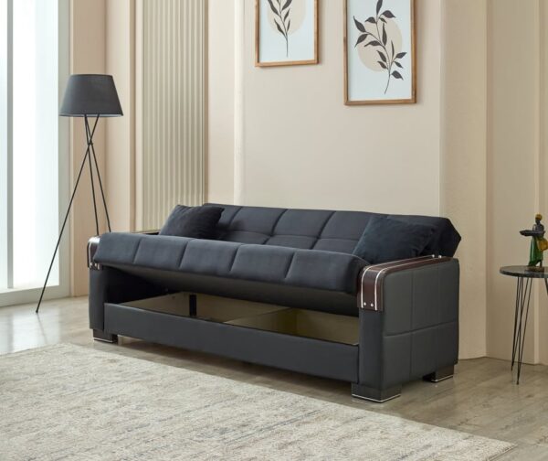 "Malta 3-Seater Sofa Bed with Storage – Sleek Design & Smart Living in Black" - Image 2