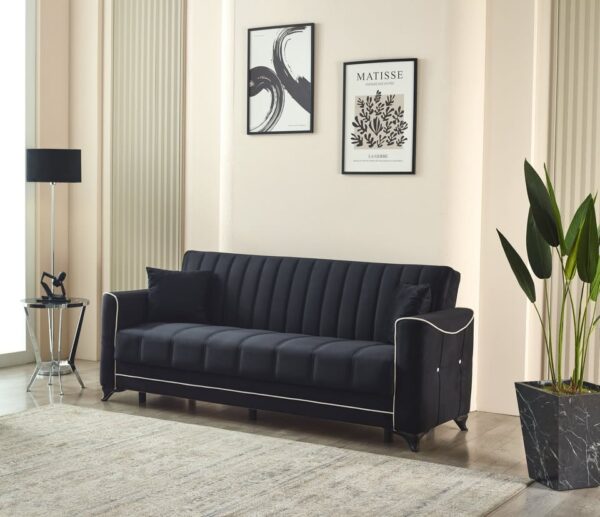 "Acelya Black Sofa Bed with Storage – Bold Style Meets Smart Living" - Image 3