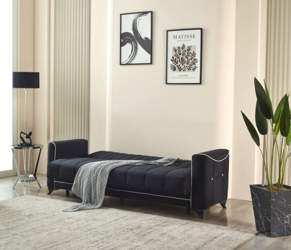 "Acelya Black Sofa Bed with Storage – Bold Style Meets Smart Living" - Image 2