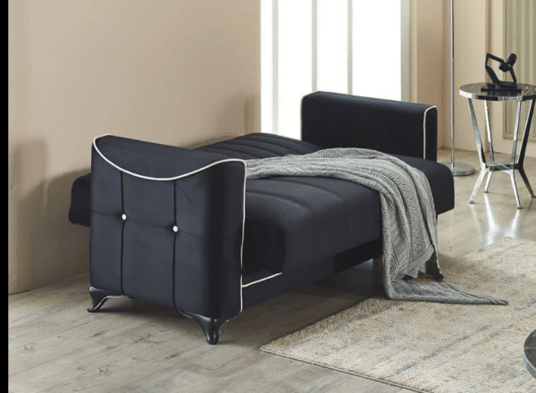 "Acelya Black 2 Seater Sofa Bed with Storage - Image 3