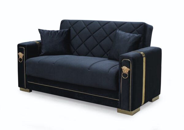 "Angel Leon Luxury Sofa Bed – Black & Gold Finish" - Image 2