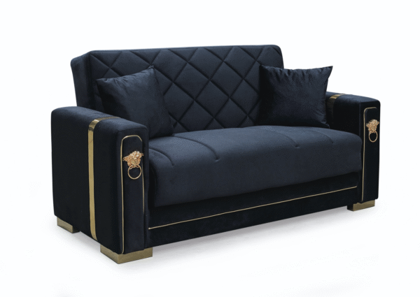 "Angel Leon Luxury Sofa Bed – Black & Gold Finish" - Image 3