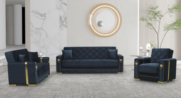 "Angel Leon Luxury Sofa Bed – Black & Gold Finish"