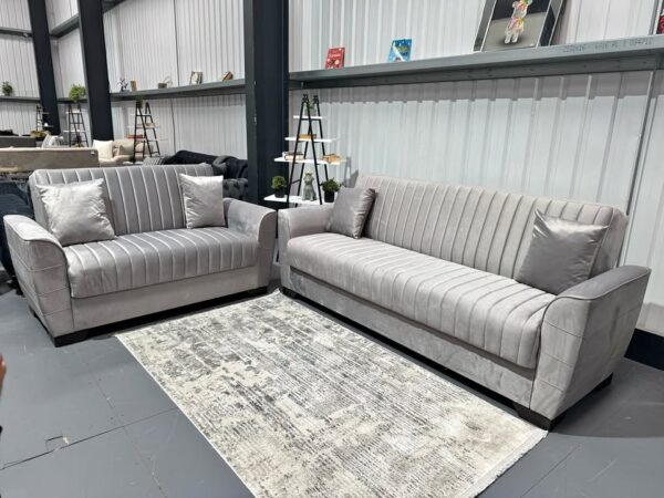 “Gray Violet 3‑Seater Sofa Bed – Stylish Convertible Sleeper Sofa ”