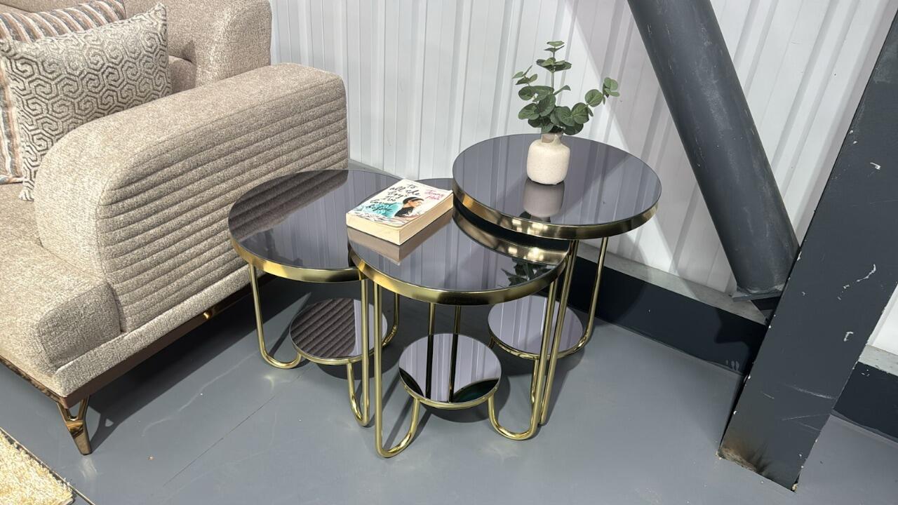 "Turkish Sasa Zigon Coffee Table With Gold Leg"