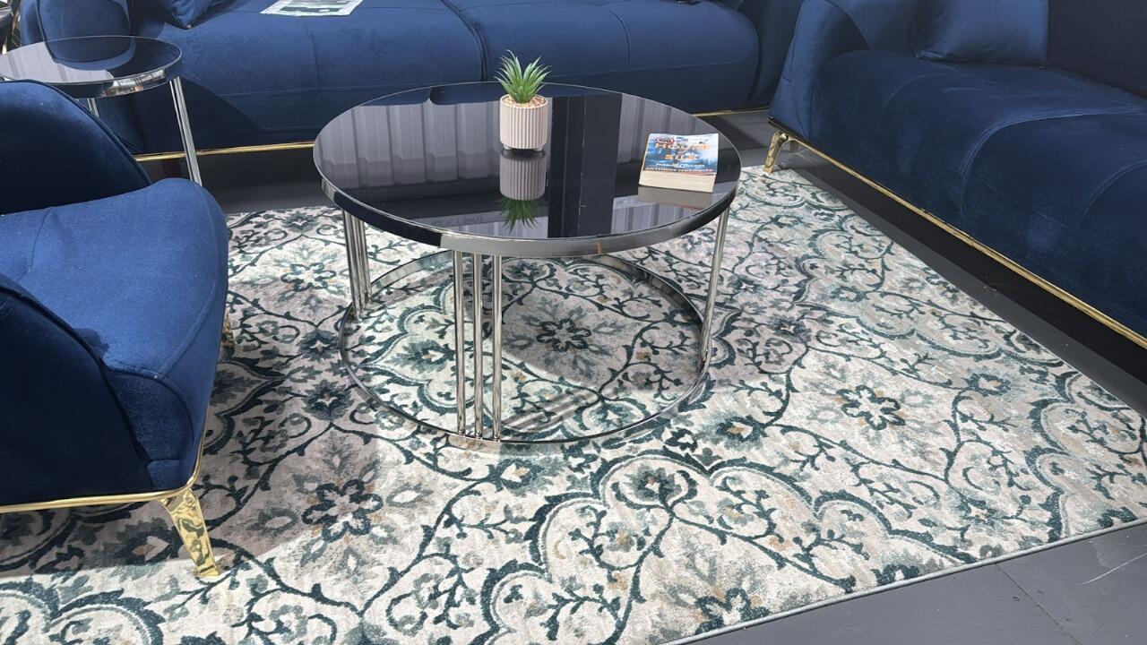 "Turkish Valec Coffee Table With Silver Leg" - Image 2
