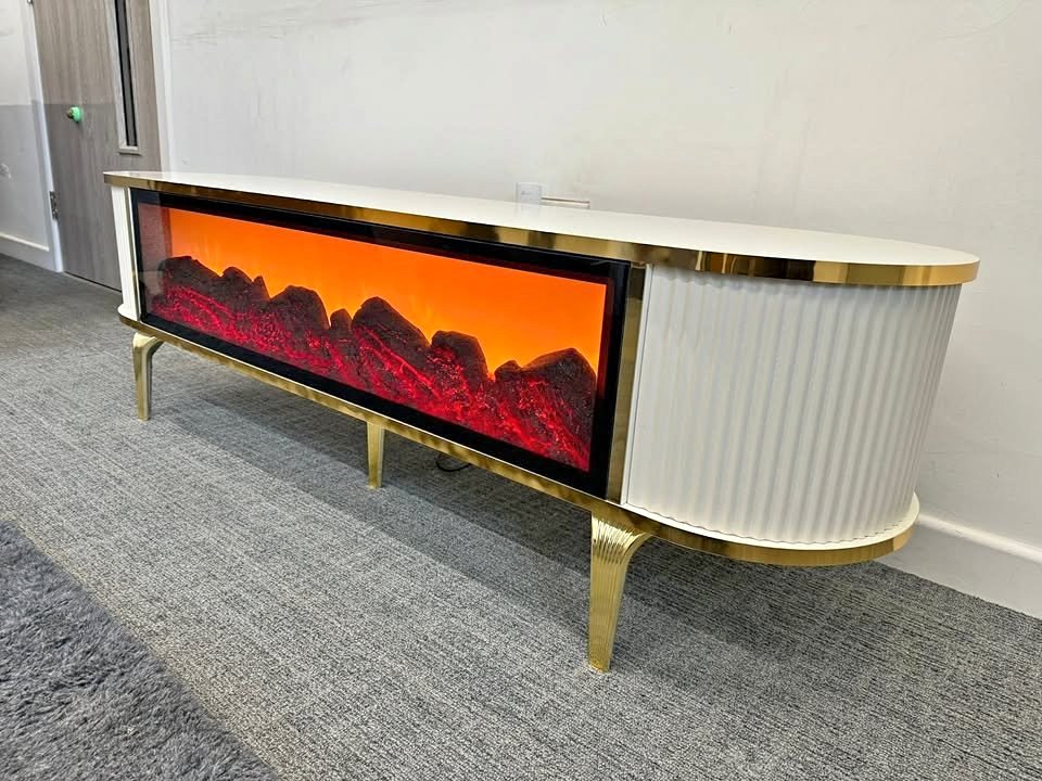 "New Fire Big Screen White & Gold TV Unit"