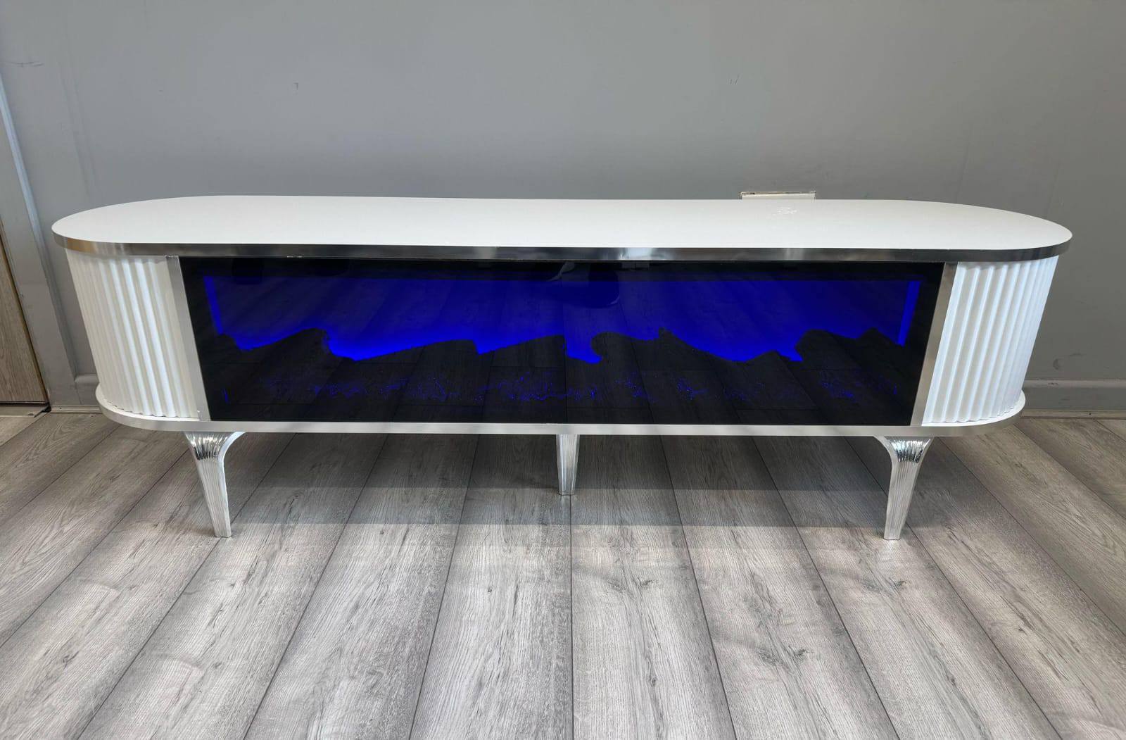 "New Big Screen White & Silver TV Units"