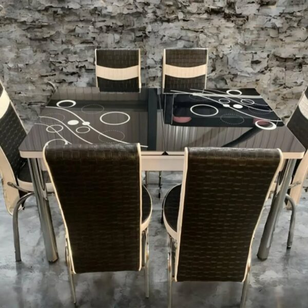"Turkish Glass Black Bubble Dinning Table With  4/6 Chairs" - Image 2