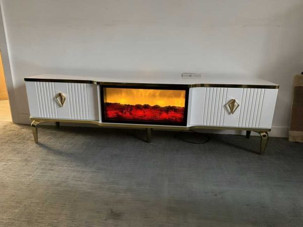 "Small Screen White & Gold TV Units" - Image 2