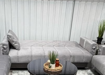 "Gray Silver Lion 3-Seater Sofa Bed – Regal Style & Smart Function" - Image 3