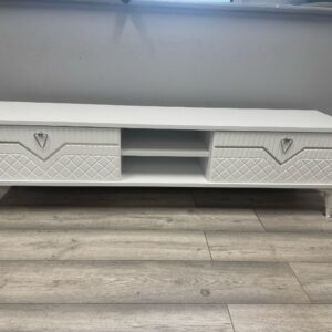 "Simple V-Line White & Silver  TV Units"