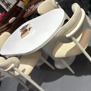 "New Natural White Wooden Table With White Legs" - Image 2