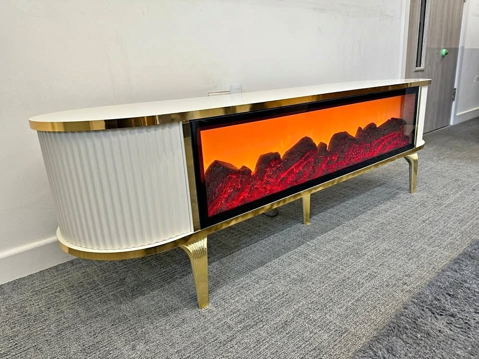 "New Fire Big Screen White & Gold TV Unit" - Image 2