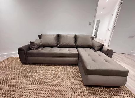 Berlin Brown velvet corner sofa bed with double storage - Image 2