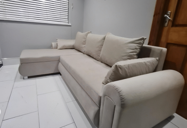 Berlin Cream velvet corner sofa bed with double storage - Image 2