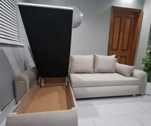 Berlin Cream velvet corner sofa bed with double storage - Image 3