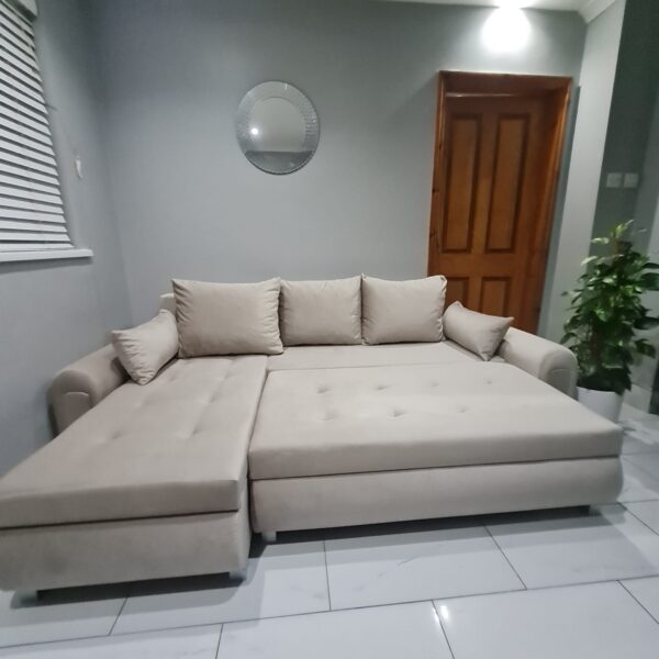 Berlin Cream velvet corner sofa bed with double storage