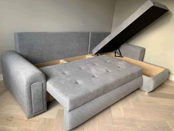 Berlin Gray corner sofa bed with double storage - Image 7