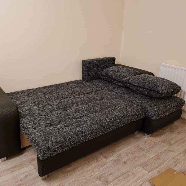 Berlin Charcoal corner sofa bed with double storage - Image 2