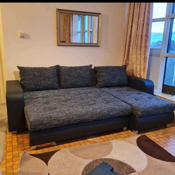 Berlin Charcoal corner sofa bed with double storage - Image 3