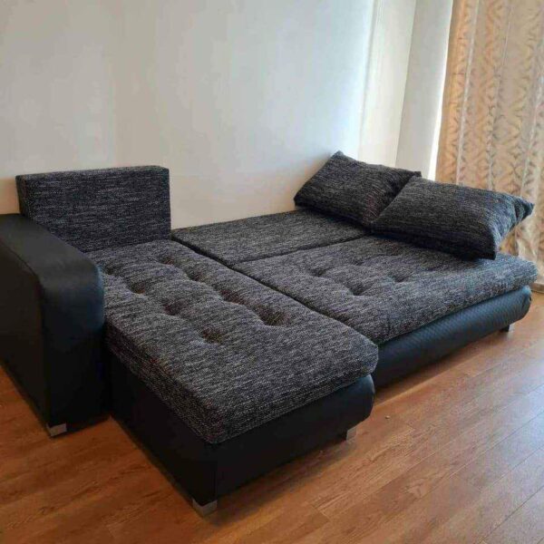 Berlin Charcoal corner sofa bed with double storage - Image 5