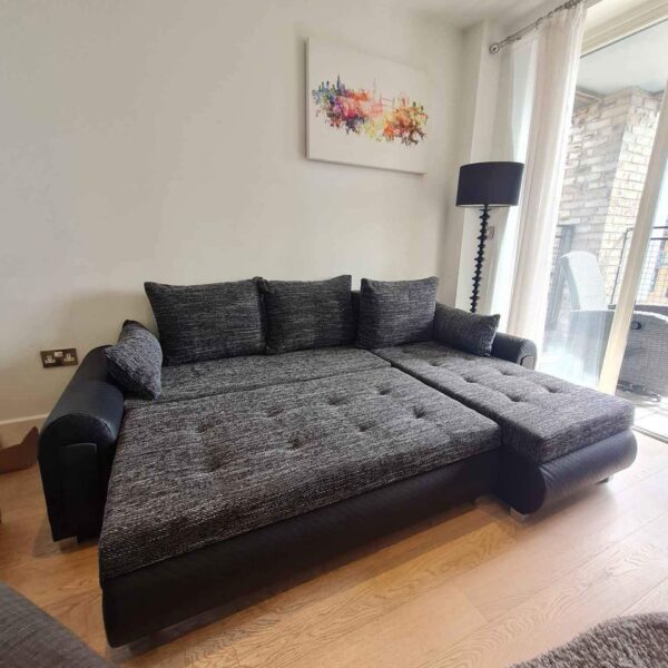 Berlin Charcoal corner sofa bed with double storage - Image 8
