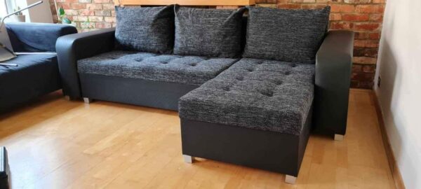 Berlin Charcoal corner sofa bed with double storage - Image 9