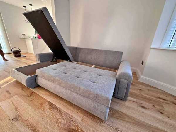 Berlin Gray corner sofa bed with double storage - Image 3