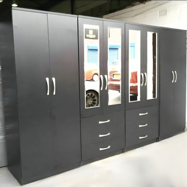 8 door wardrobe Set with Chest of Drawers, Bedside Table & Top boxes- Fully Assembled - Image 8