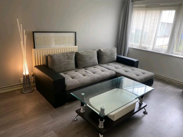 Berlin Gray & black leather corner sofa bed with double storage - Image 8
