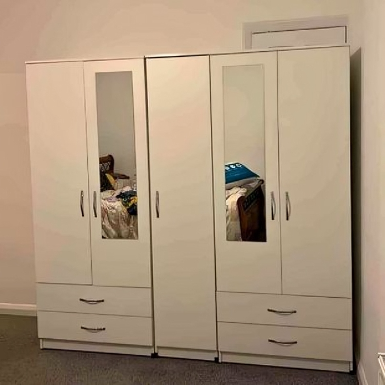 5 door wardrobe Set with Chest of Drawers, Bedside Table & Top boxes- Fully Assembled - Image 4