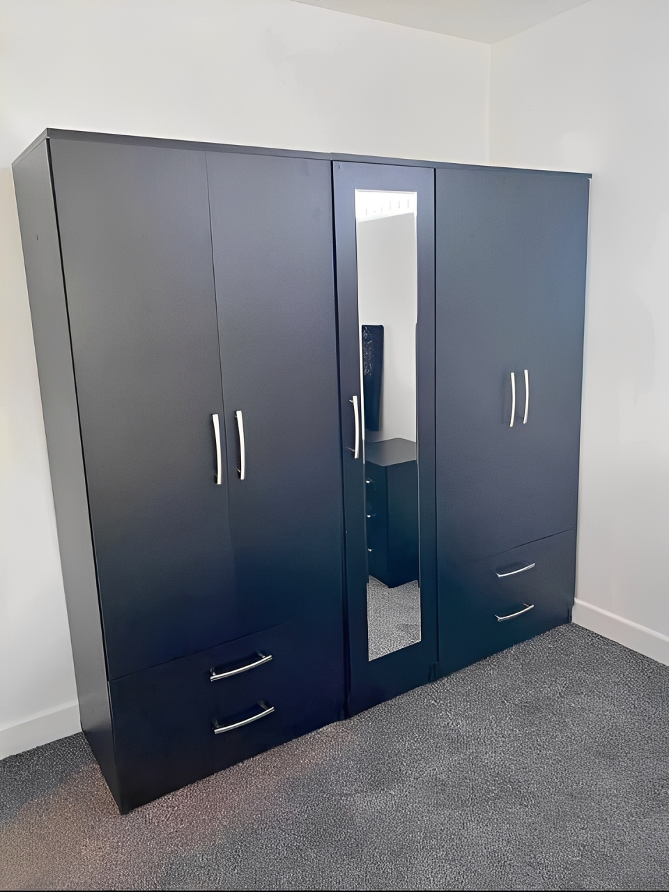 5 door wardrobe Set with Chest of Drawers, Bedside Table & Top boxes- Fully Assembled